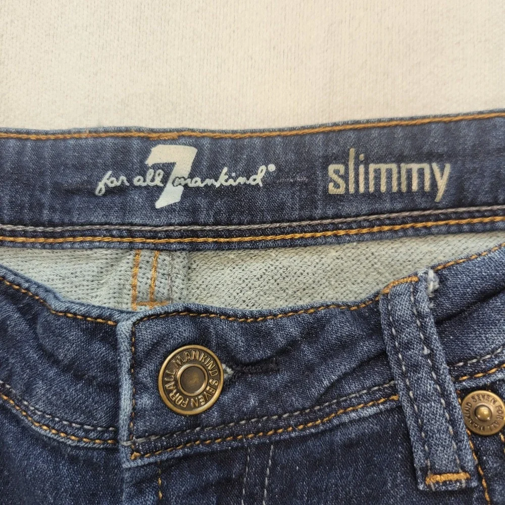 7 For All Mankind Slimmy Jeans Boys Size 16‎ Blue Dark Wash Slim Stretch Denim